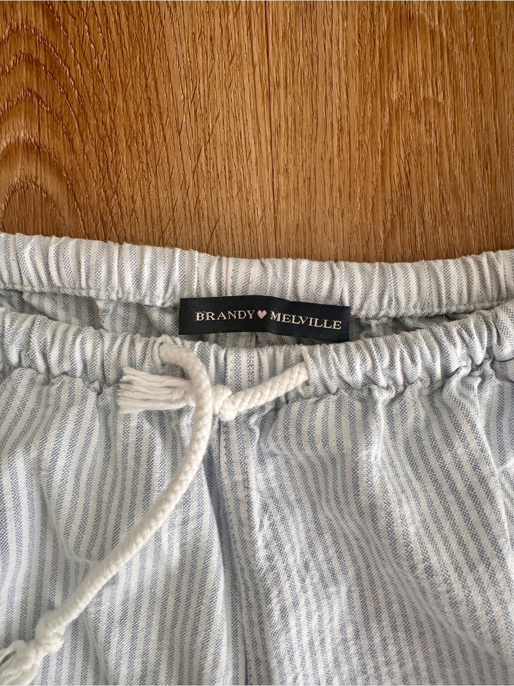 Brandy Melville Light Blue & White Striped with Drawstring Pants